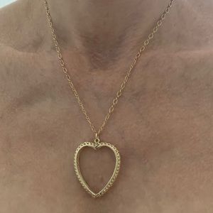 14k gold open heart charm